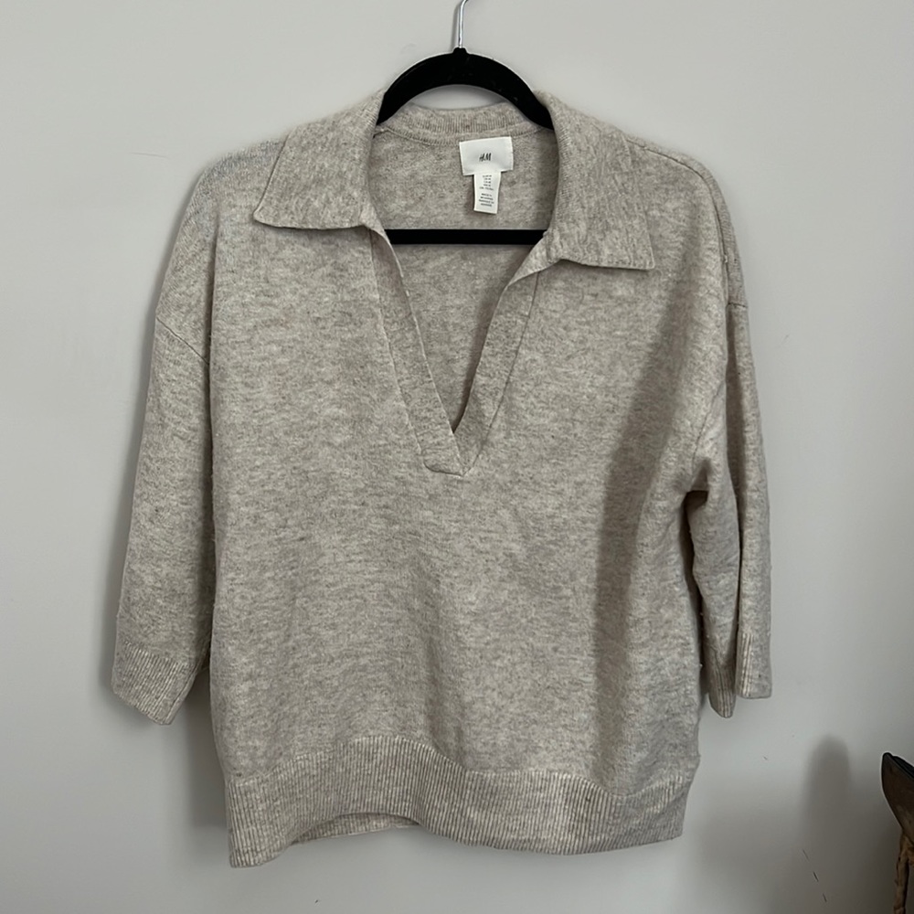 H&M Beige Polo Sweater